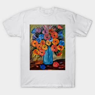 Some mixed flowers with metallic blue vase T-Shirt